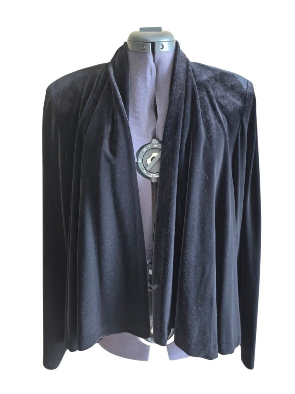 Alex Evenings Black Velvet Open Front Jacket XL
